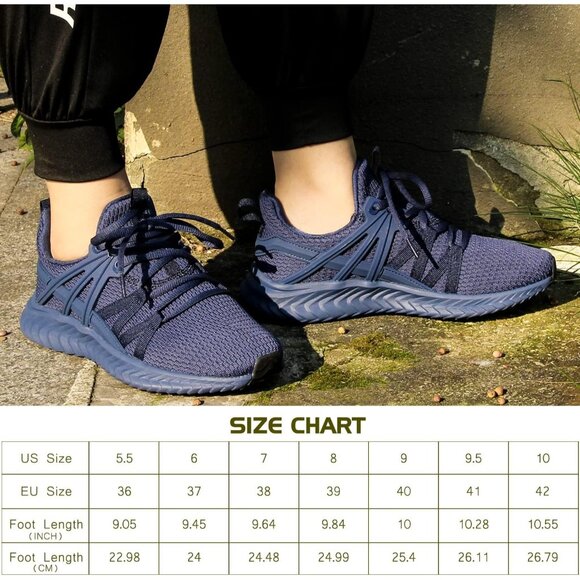 Abboos Women Dark Blue Walking Tennis Lightweight Casual Sneakers for Gym Travel - Picture 6 of 6